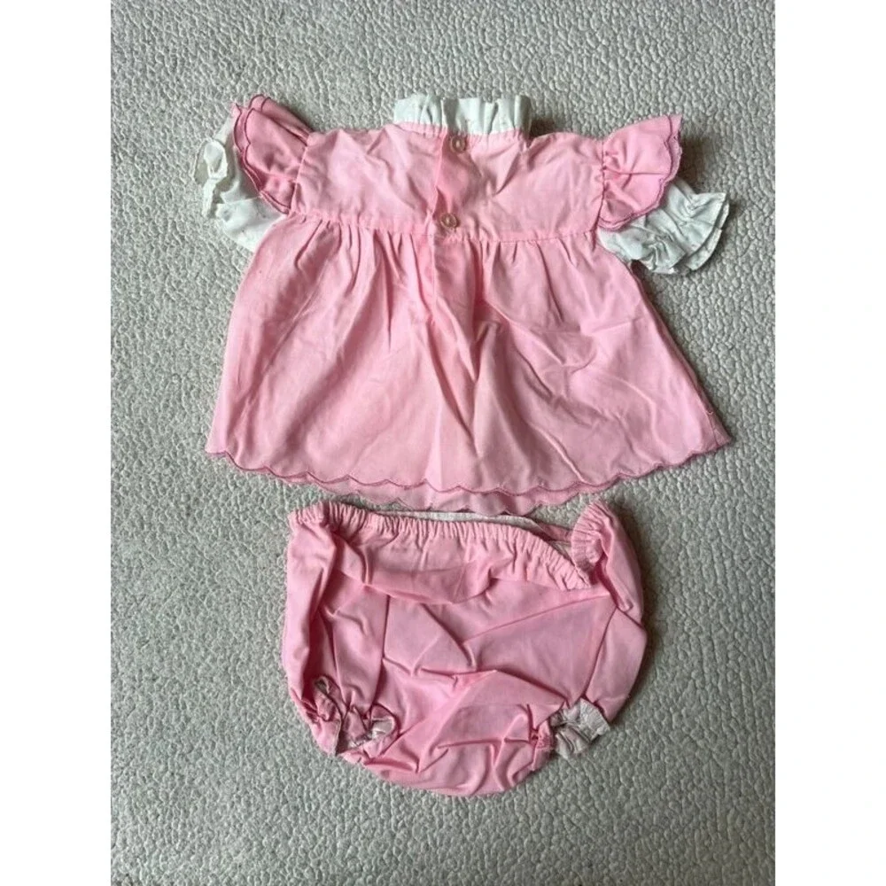 Vintage Mayfair 2 Piece Set Pink Baby Cakes Top & Diaper Bottom 3-6 Months